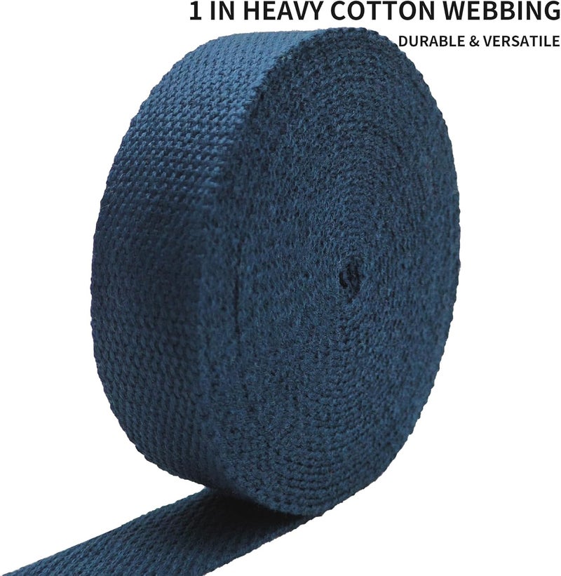 Evora 1 inch Cotton Webbing Braid Handles Bag Strap 15ft High Density Webbing Plain Weave Straps for Cloth Tote Bag, Pet Collars, DIY Projects, Crafts, Outdoor Accessories (Navy 519) - Image 4